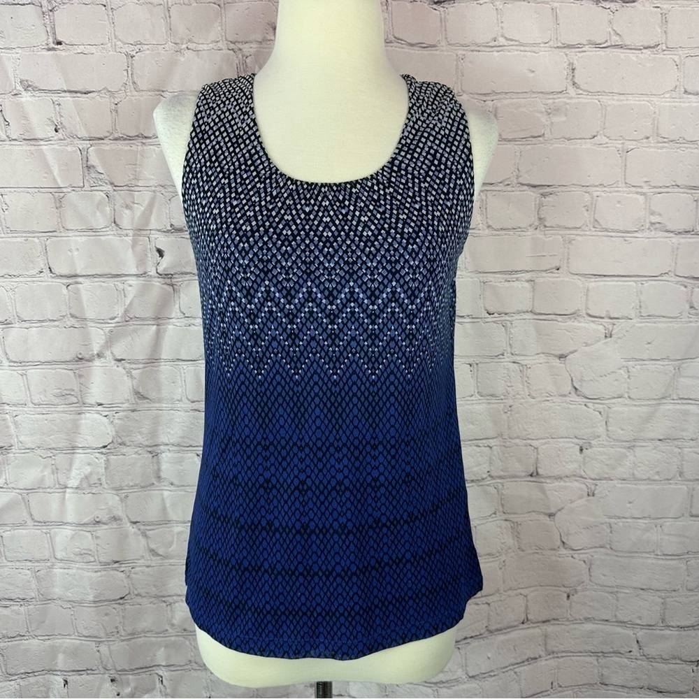 chico's geometric Blue Patterned tank layering office sz 0 (small 4)